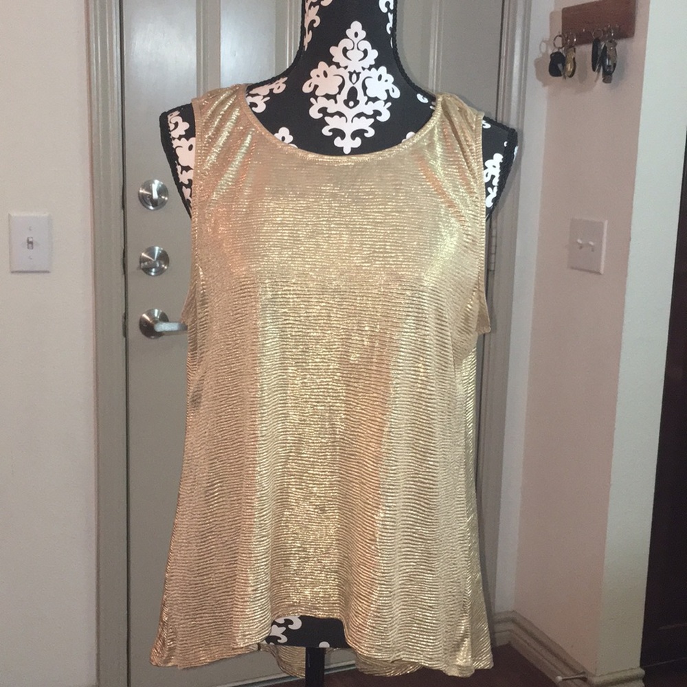 2b bebe Gold Metallic Hi-Lo Tank
